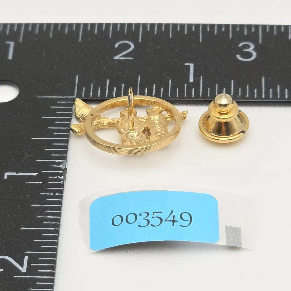 Vtg 60 Yr Old Owl Pin Brooch Tie Tack Mom Baby Owlet Birds Avon Gold Plate .75